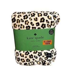 Kate Spade Blanket LEOPARD ANIMAL PRINT Blanket Plush Thick Soft Comfy 68X92 NWT